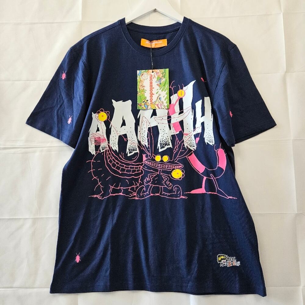 Nickelodeon AAAHH!!! Real Monsters Retro 90s Cotton Navy Blue Tee Size Large